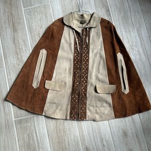 Vintage Genuine leather poncho— size small/medium